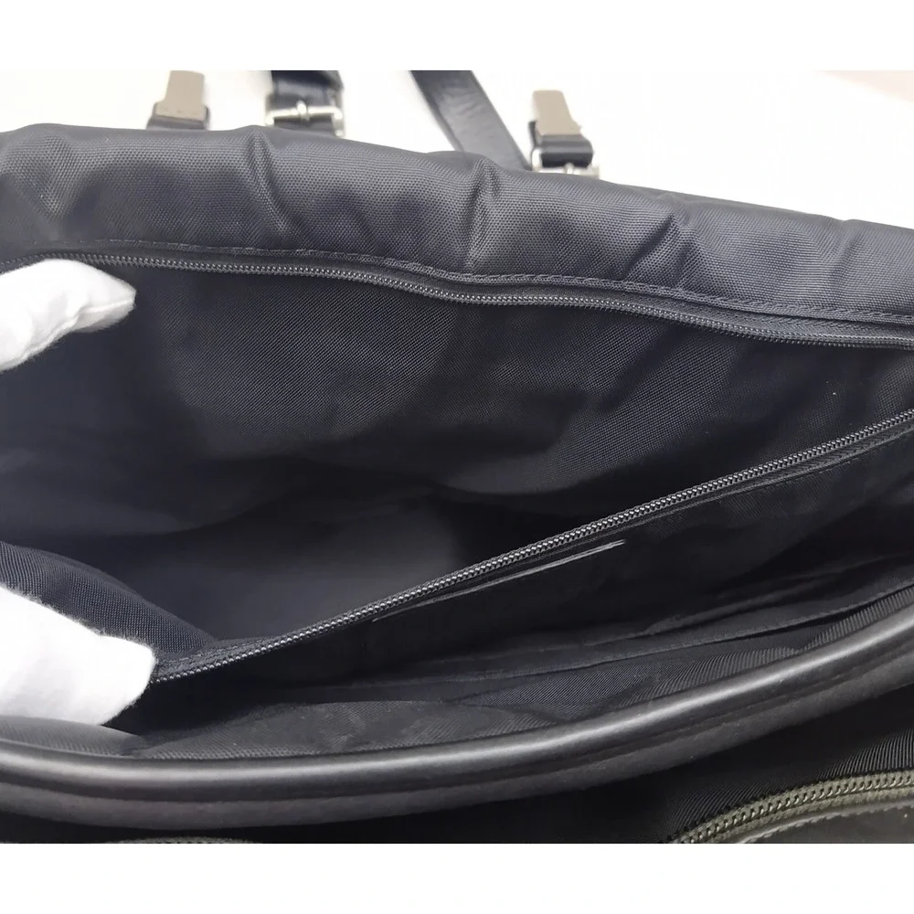 Coach Black Leather Double Pushlock Briefcase Laptop Business Crossbody Bag